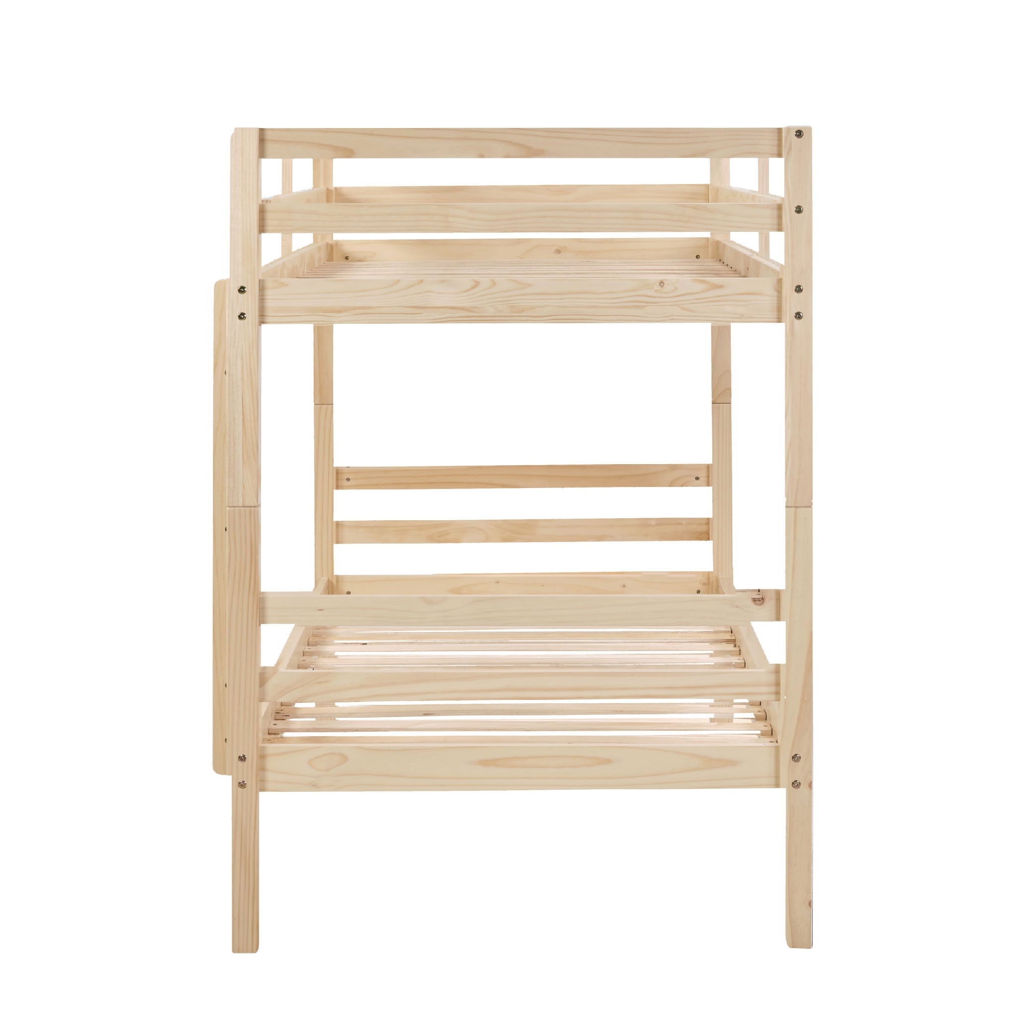 Twin Over Twin Bunk Bed With Ladder,Wooden Bunk Bed With High Guardrail And Ladder For Kids, Teens, Dorm Rooms, And Guest Rooms,No Box Spring Needed,White_voghion.com